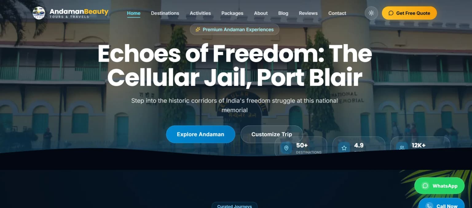 Andaman Travel Platform website interface
