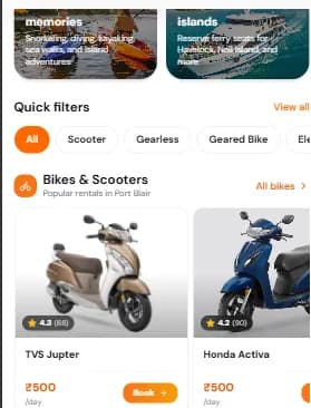 Bike Rental Platform website interface
